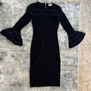 Eliza J Black Long Sleeve Dress with Flare Cuffs